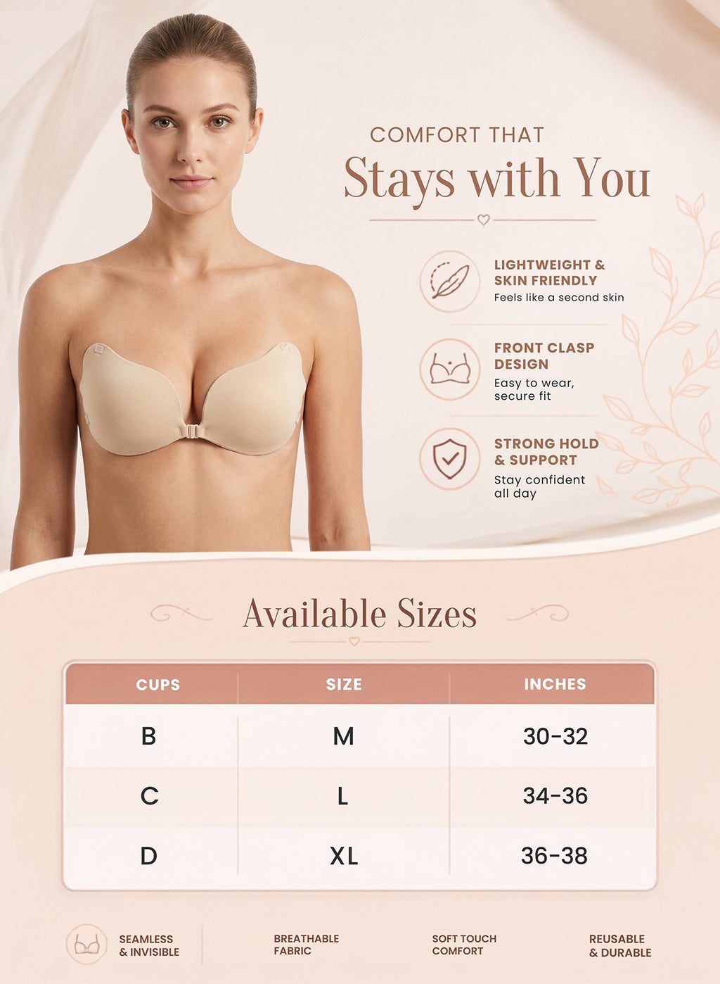 Adhesive Strapless Bra