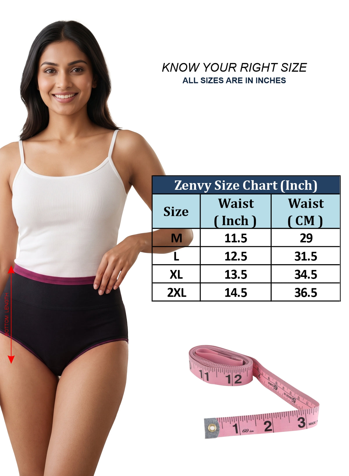 Zenvy Tummy Tucker Hipster Panty (Pack Of 3 - Plain Colours)